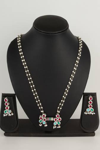 multicolor kundan ad necklace set