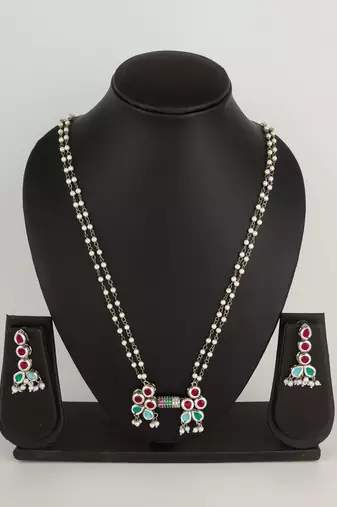 multicolor kundan ad necklace set