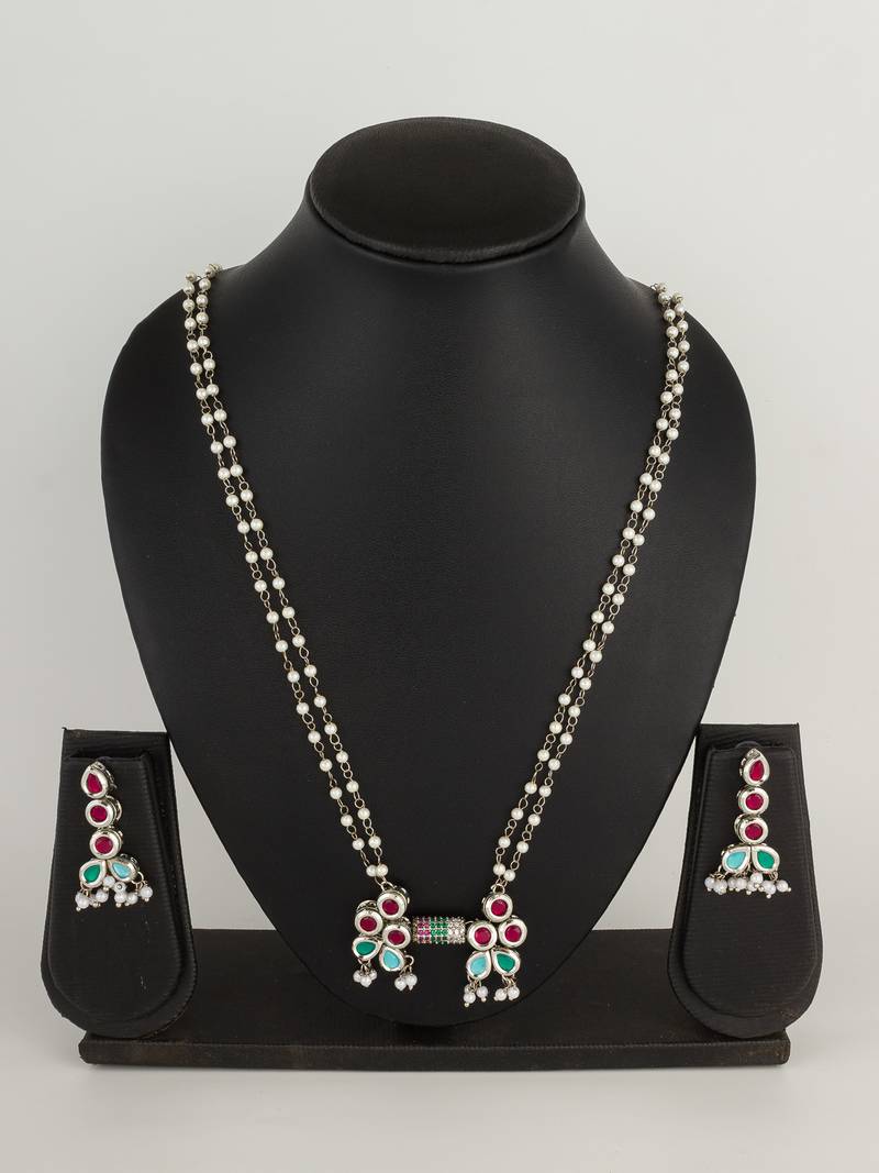 multicolor kundan ad necklace set