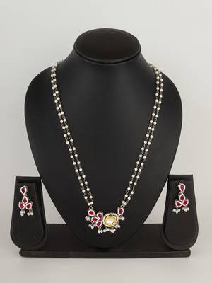 kundan pearl drop necklace set 1