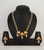 peach stone pearl necklace set