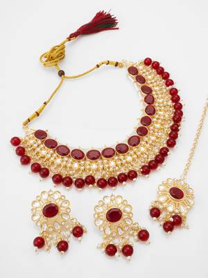 red kundan choker set 2