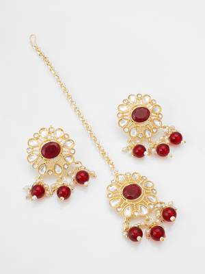 red kundan choker set 3