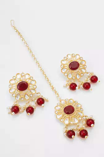 red kundan choker set