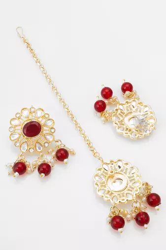red kundan choker set