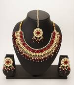 red kundan choker set