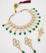 green beaded kundan choker set