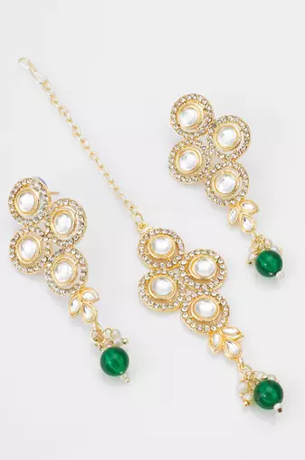 green beaded kundan choker set