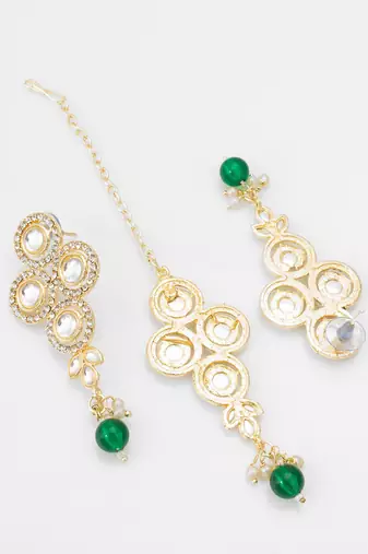 green beaded kundan choker set