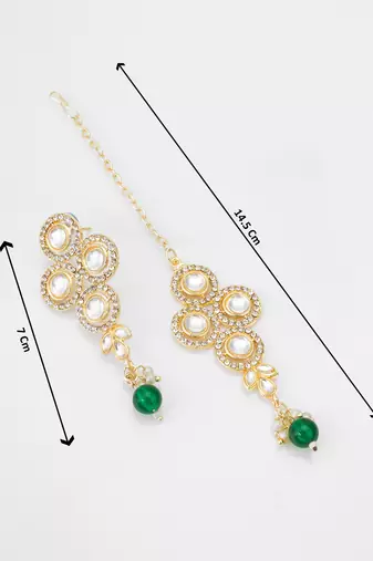 green beaded kundan choker set