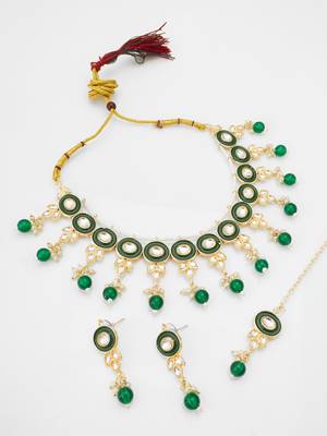 green enamel kundan choker set 2