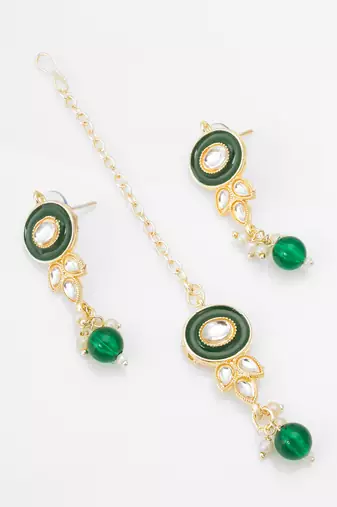 green enamel kundan choker set