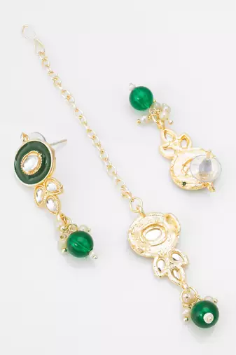 green enamel kundan choker set