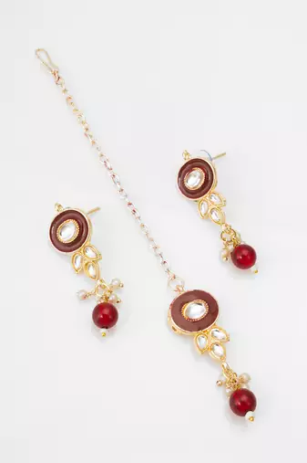 red beaded kundan choker set