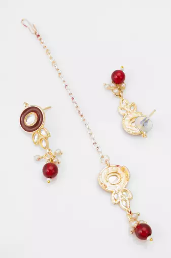 red beaded kundan choker set