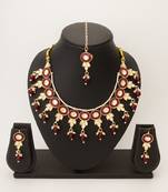 red beaded kundan choker set
