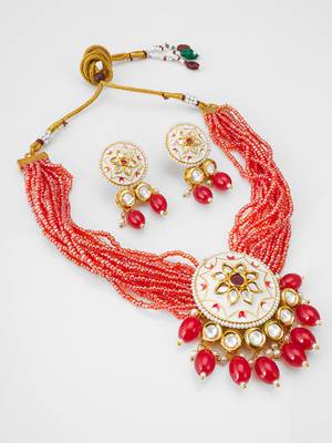 white meenakari necklace set 2