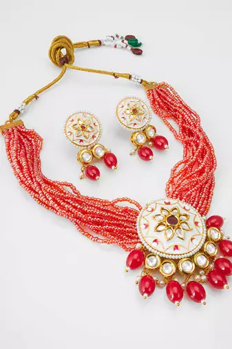 white meenakari necklace set