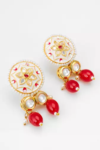 white meenakari necklace set