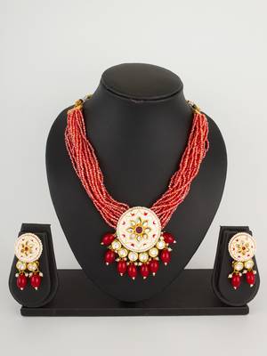 white meenakari necklace set 1