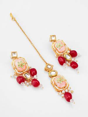 peach meenakari choker set 3