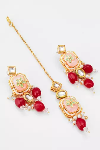 peach meenakari choker set