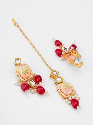 peach meenakari choker set 4
