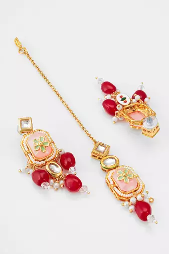 peach meenakari choker set