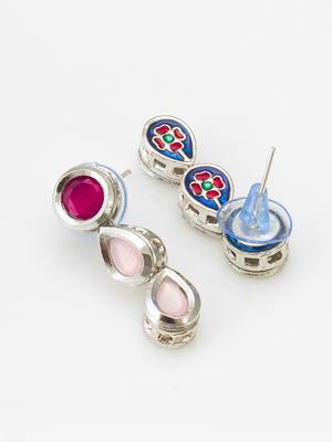 silver tone pink kundan set 4