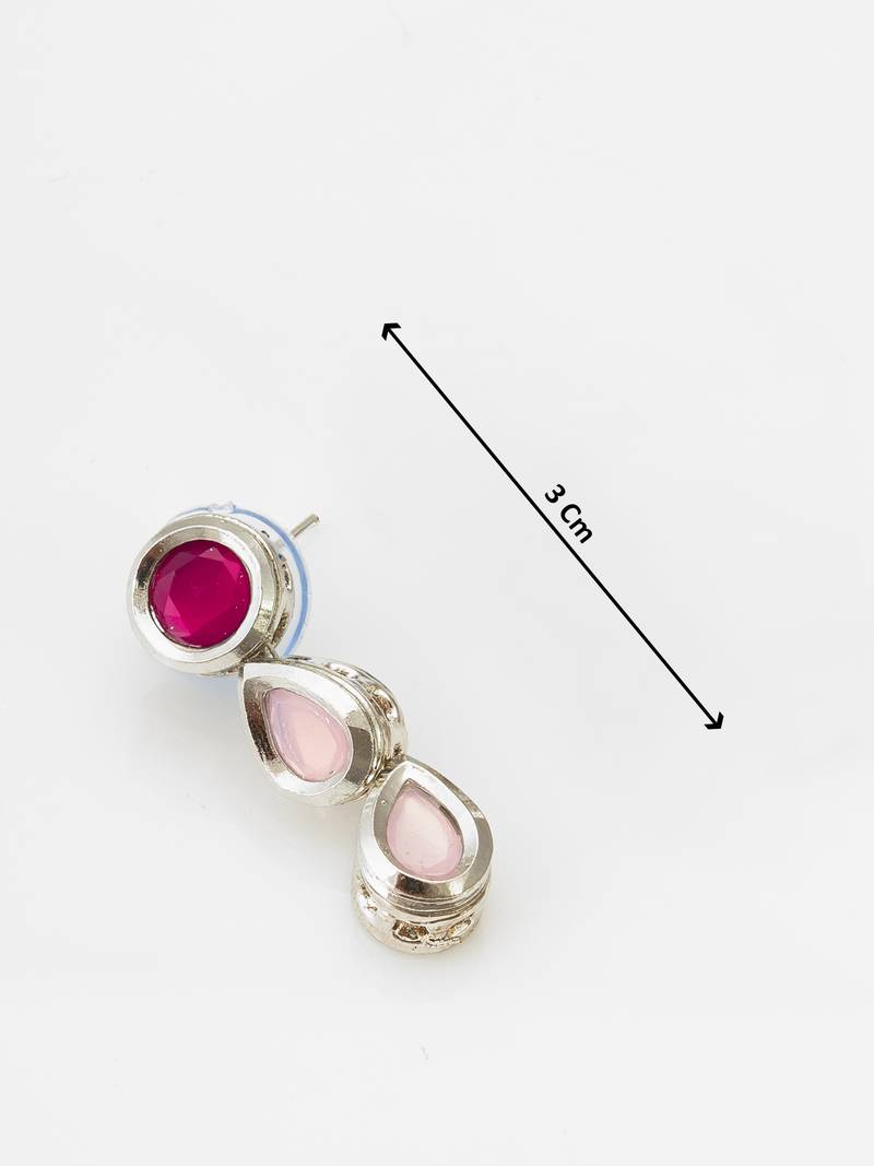 silver tone pink kundan set