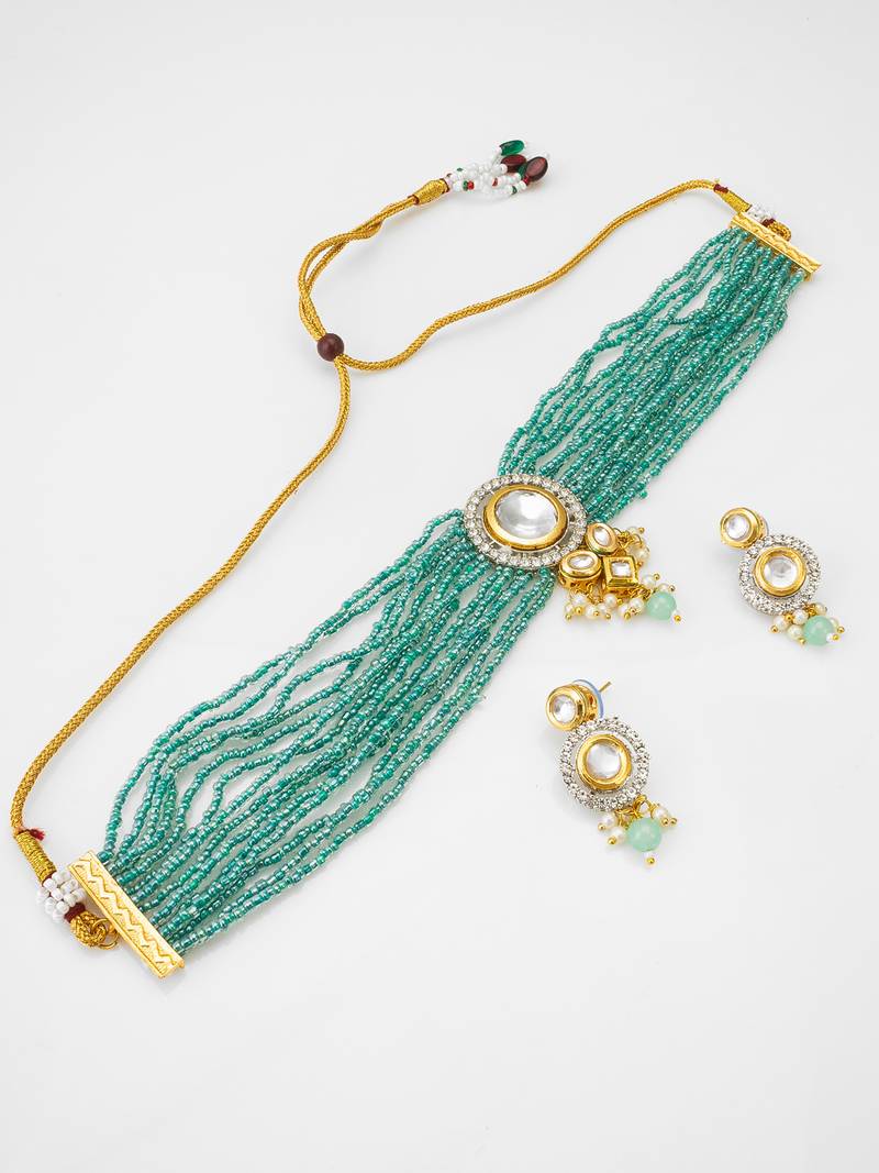 turquoise bead choker set