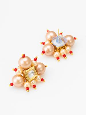 five strand peach pearl mala set 3