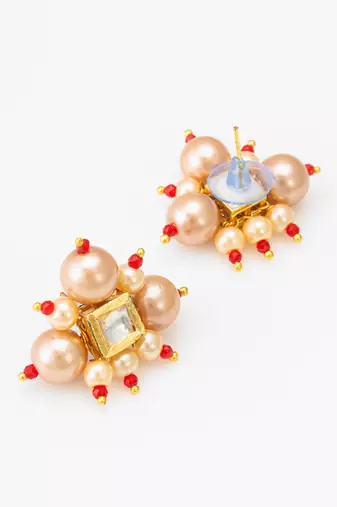 five strand peach pearl mala set