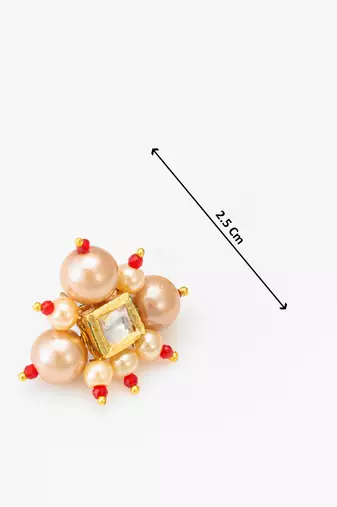five strand peach pearl mala set