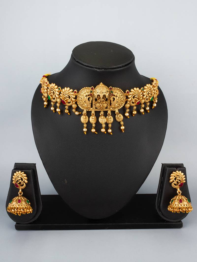 antique gold temple necklace set