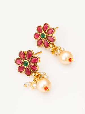 pearl floral kundan necklace set 3