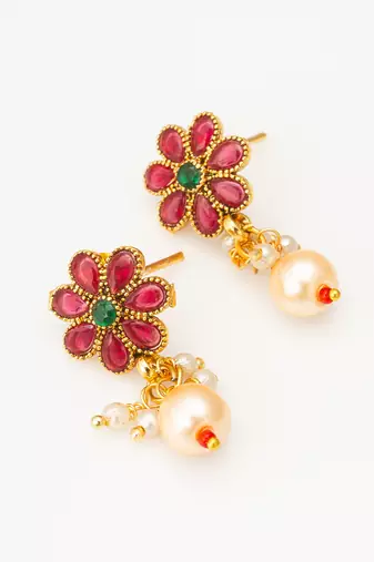 pearl floral kundan necklace set