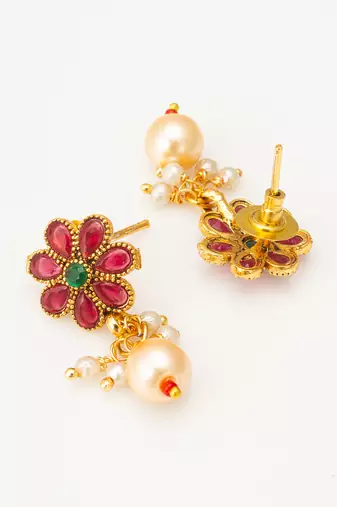 pearl floral kundan necklace set