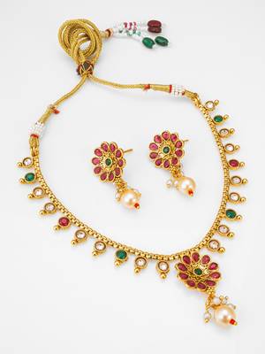 kundan floral charm necklace set 2