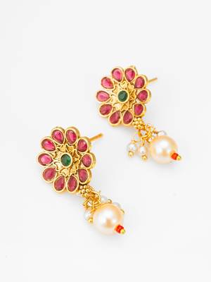 kundan floral charm necklace set 3