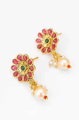 kundan floral charm necklace set