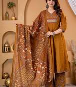 Cotton anarkali kurti pant dupatta set