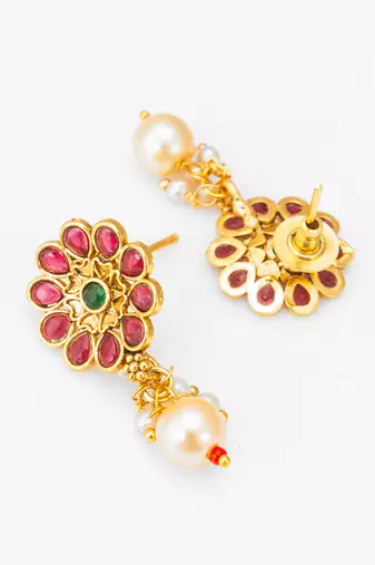 kundan floral charm necklace set