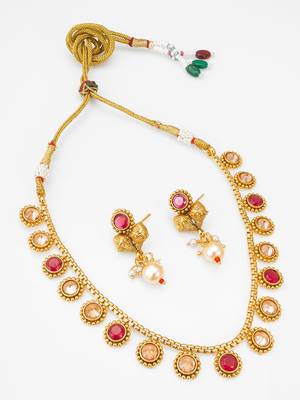 antique gold stone necklace set 2