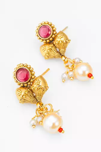 antique gold stone necklace set