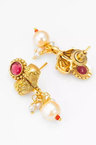antique gold stone necklace set