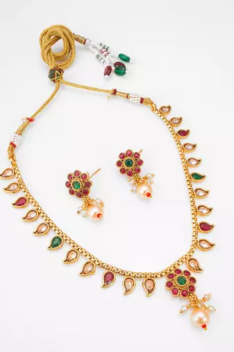 antique gold paisley necklace set