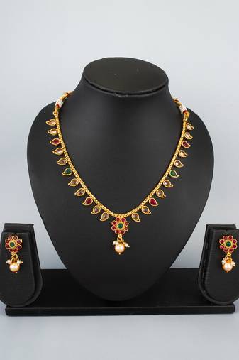 antique gold paisley necklace set