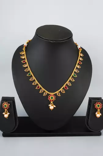 antique gold paisley necklace set