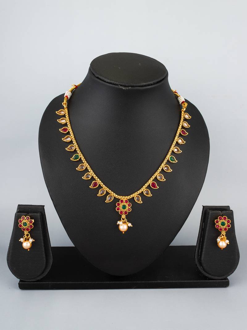 antique gold paisley necklace set